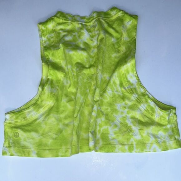 NWOT Lululemon All Yours Crop Cotton Tank in Marmoleado TieDye Eccentric Lime - Picture 6 of 7